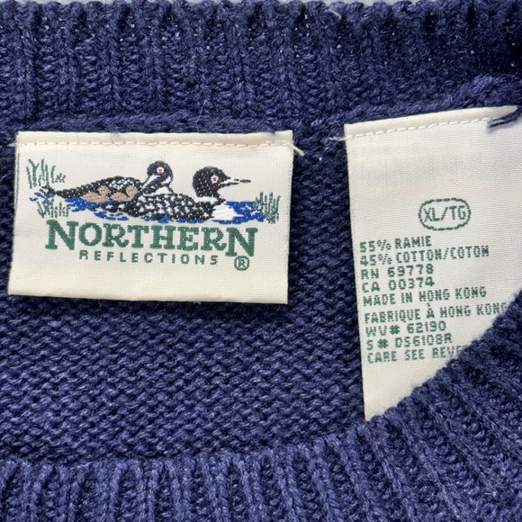 Vintage Northern Reflections Sweater Mens XL Golf Bag & Clubs Blue Knit Textured - Picture 3 of 8